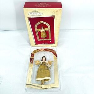 Hallmark Glad Tidings Angel Ornament Gold Wings Star Holiday Decor NIB Whimsical